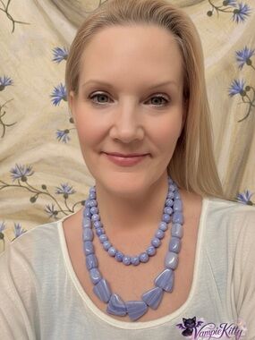 Free People Lavender Lace Agate Stone Double Layered Boho Adjustable Necklace